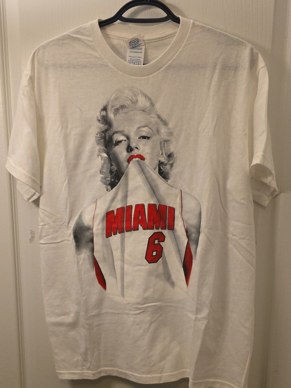 White Miami Graphic Tee with Red Accents - Women's Top
